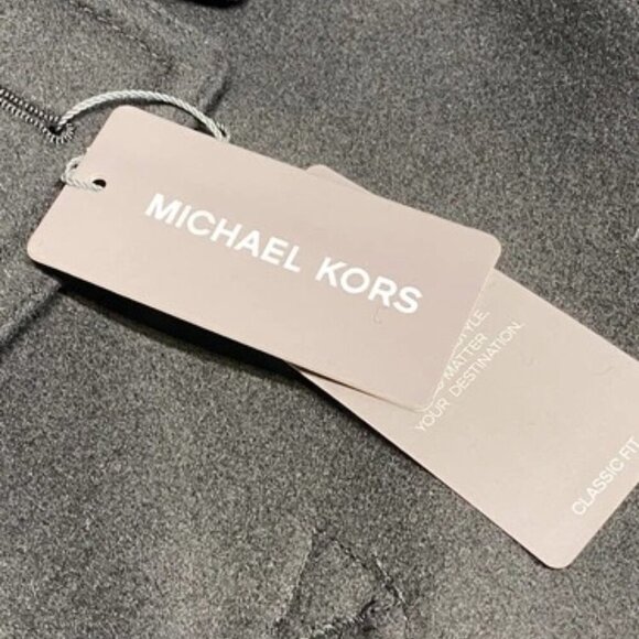 NEW MICHAEL KORS Mens Coat Black Size 48L Double Breasted Overcoat Wool Blend - Picture 4 of 12